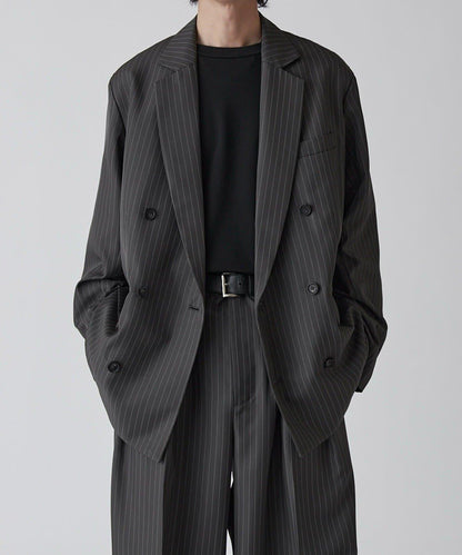 Neucon 細條紋寬鬆雙排扣設計 可成套搭配 夾克