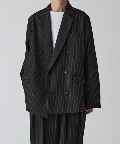 Neucon 細條紋寬鬆雙排扣設計 可成套搭配 夾克