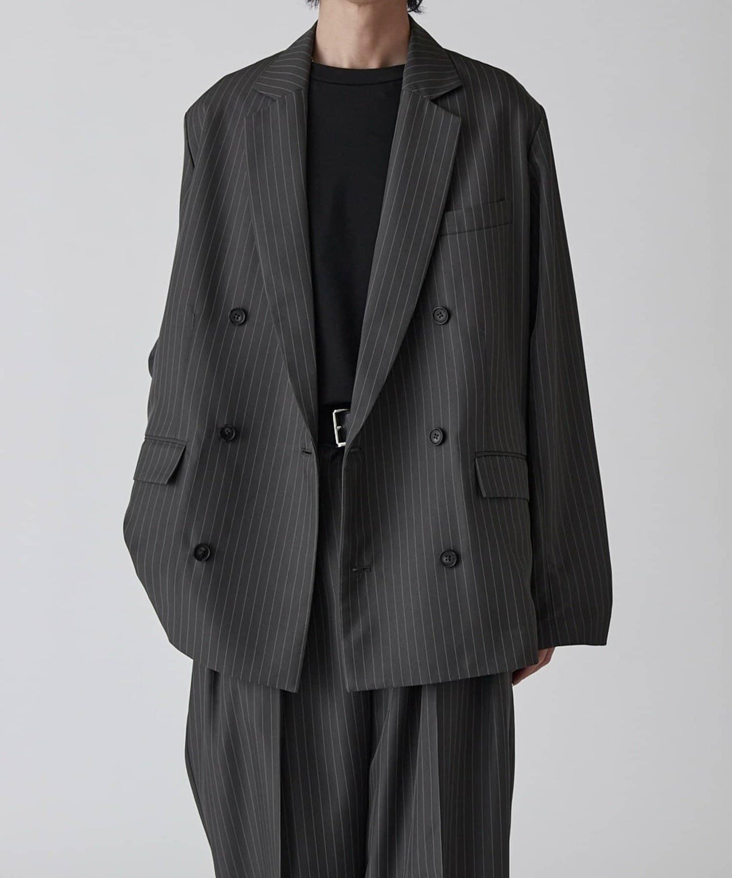 Neucon 細條紋寬鬆雙排扣設計 可成套搭配 夾克