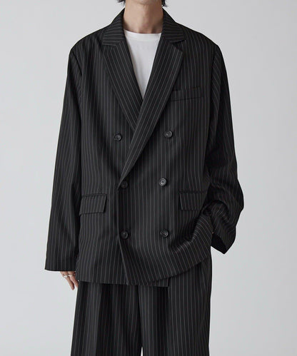 Neucon 細條紋寬鬆雙排扣設計 可成套搭配 夾克