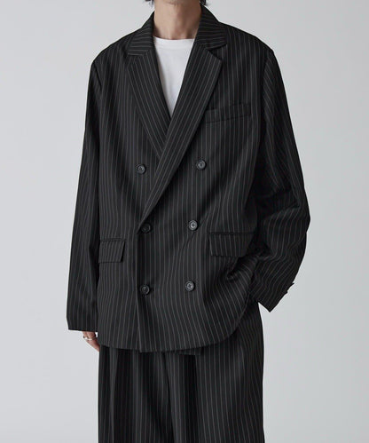 Neucon 細條紋寬鬆雙排扣設計 可成套搭配 夾克