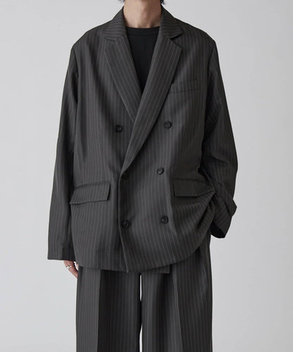 Neucon 細條紋寬鬆雙排扣設計 可成套搭配 夾克