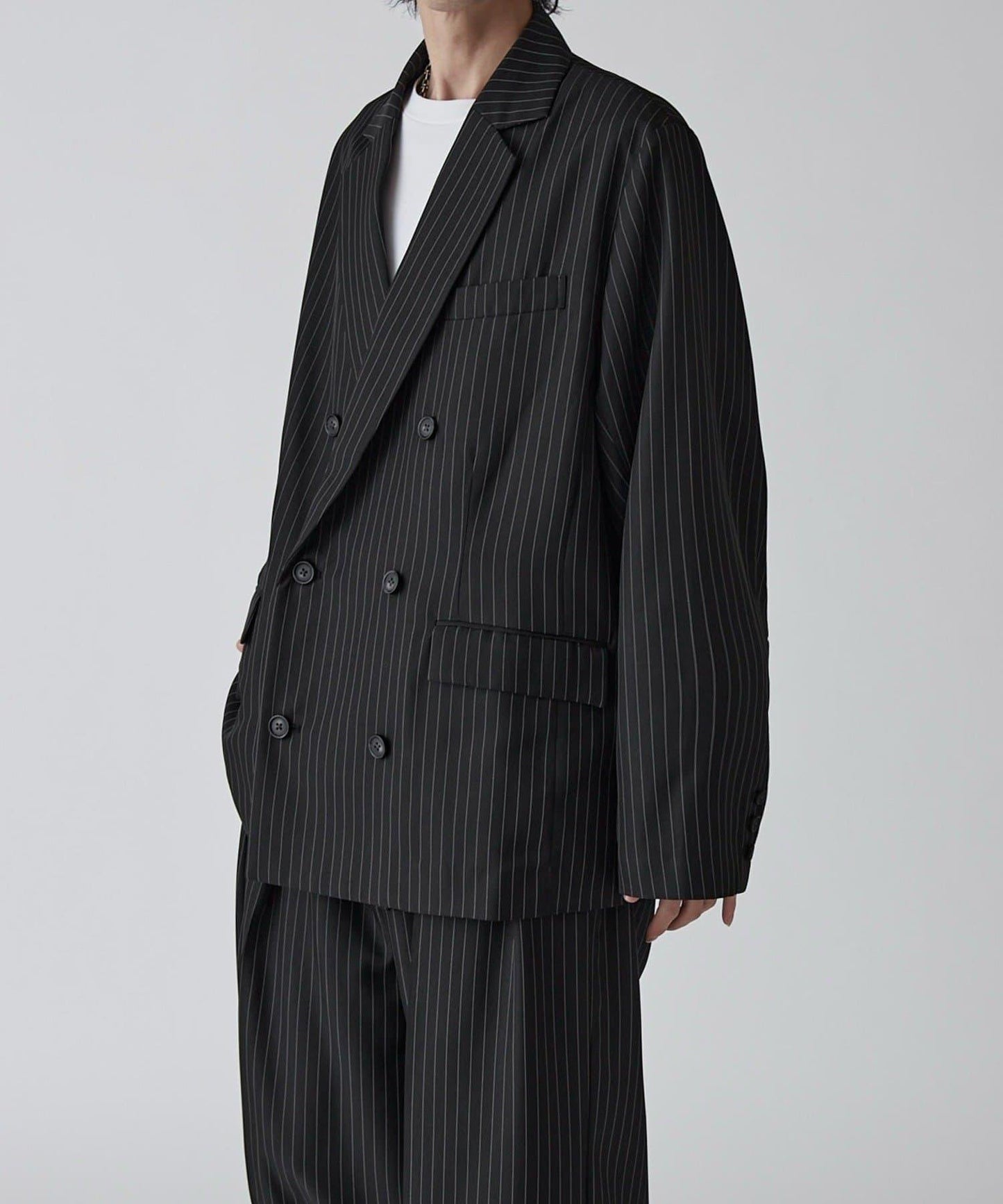 Neucon 細條紋寬鬆雙排扣設計 可成套搭配 夾克