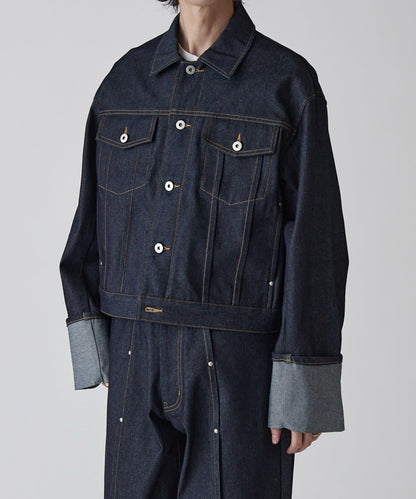 Neucon 卷邊褶設計 短款 牛仔夾克（可成套搭配）