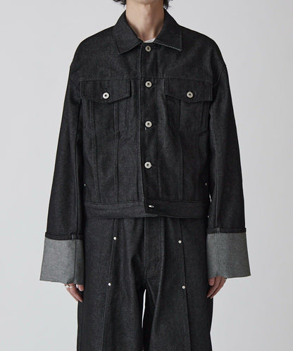 Neucon 卷邊褶設計 短款 牛仔夾克（可成套搭配）