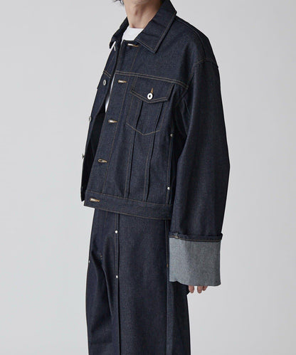 Neucon 卷邊褶設計 短款 牛仔夾克（可成套搭配）