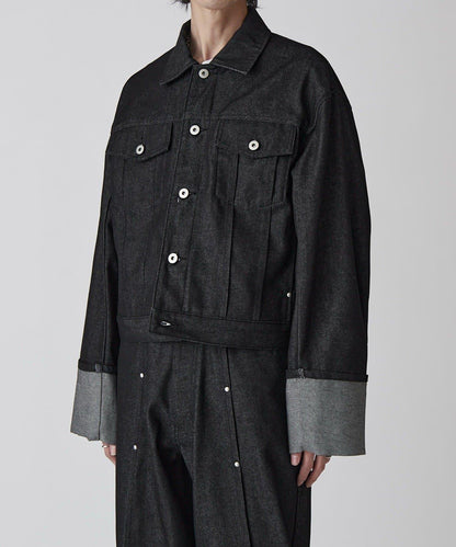 Neucon 卷邊褶設計 短款 牛仔夾克（可成套搭配）