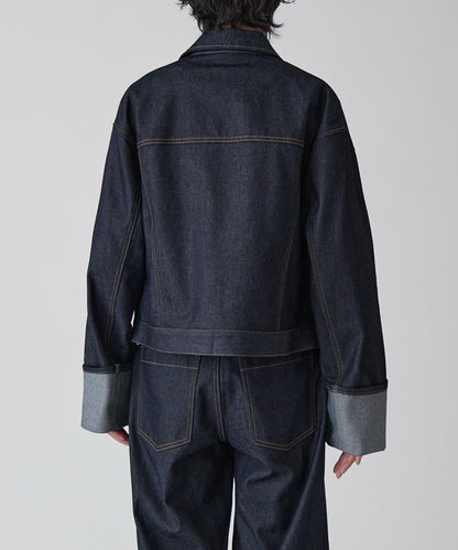 Neucon 卷邊褶設計 短款 牛仔夾克（可成套搭配）