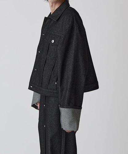 Neucon 卷邊褶設計 短款 牛仔夾克（可成套搭配）