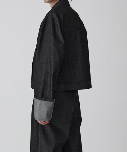 Neucon 卷邊褶設計 短款 牛仔夾克（可成套搭配）