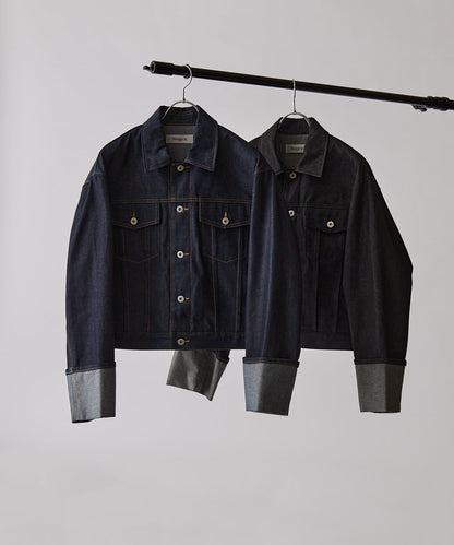 Neucon 卷邊褶設計 短款 牛仔夾克（可成套搭配）