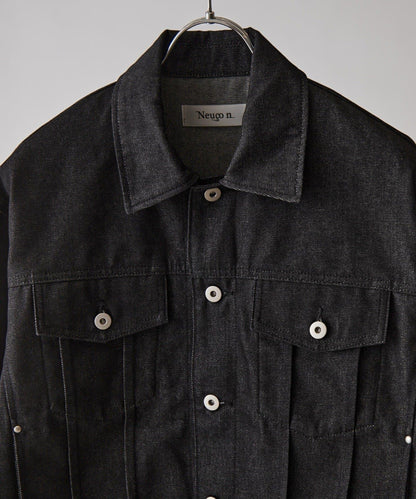 Neucon 卷邊褶設計 短款 牛仔夾克（可成套搭配）