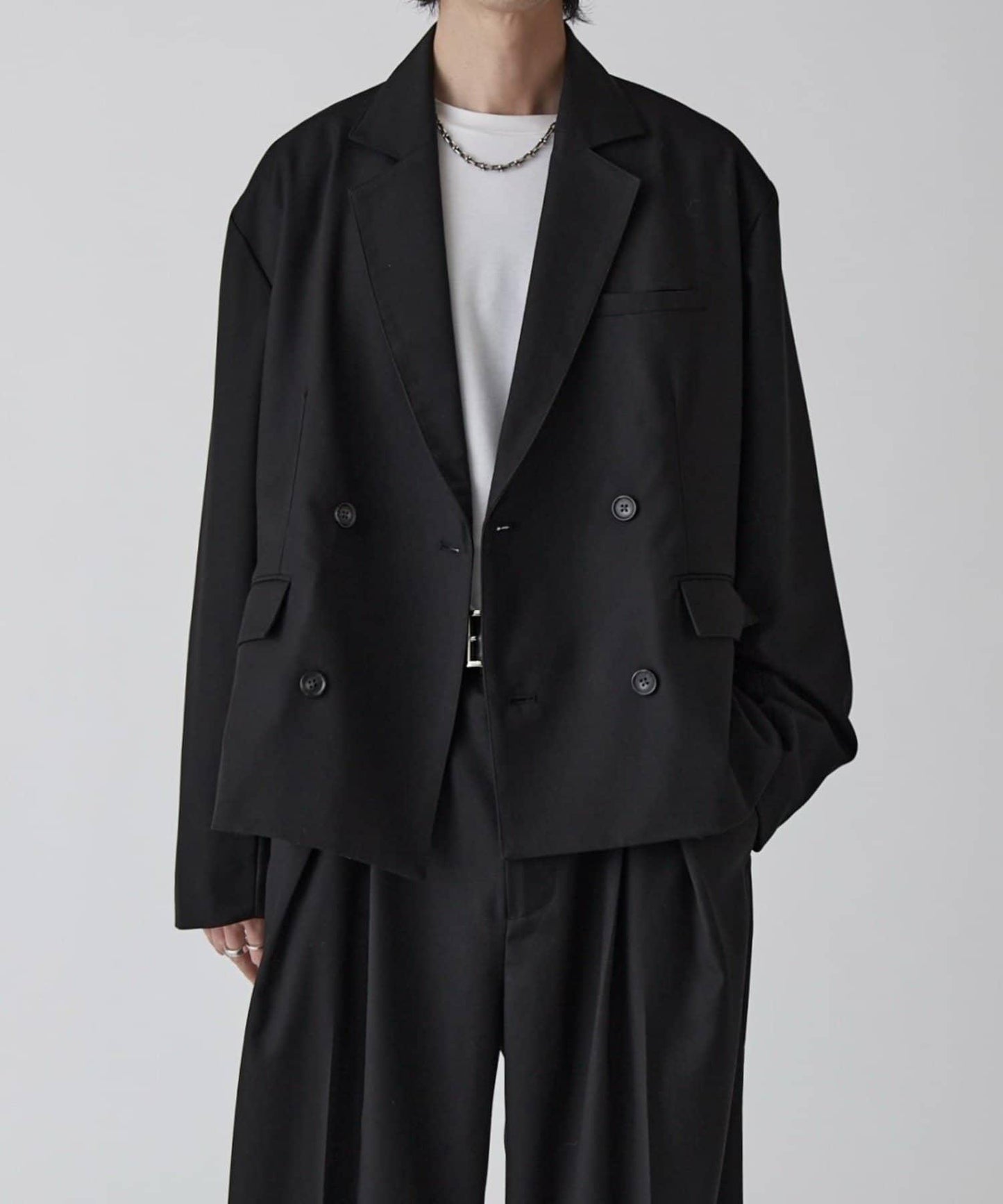 Neucon 箱型寬鬆短款雙排扣設計 夾克（可成套搭配）