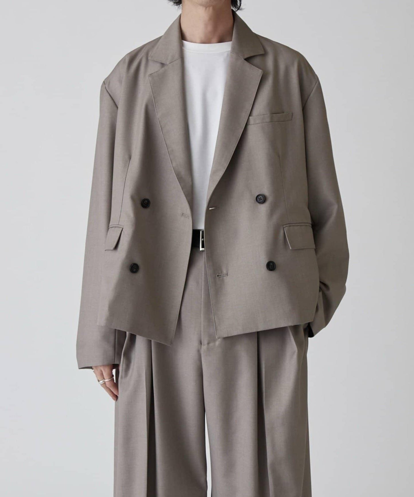 Neucon 箱型寬鬆短款雙排扣設計 夾克（可成套搭配）