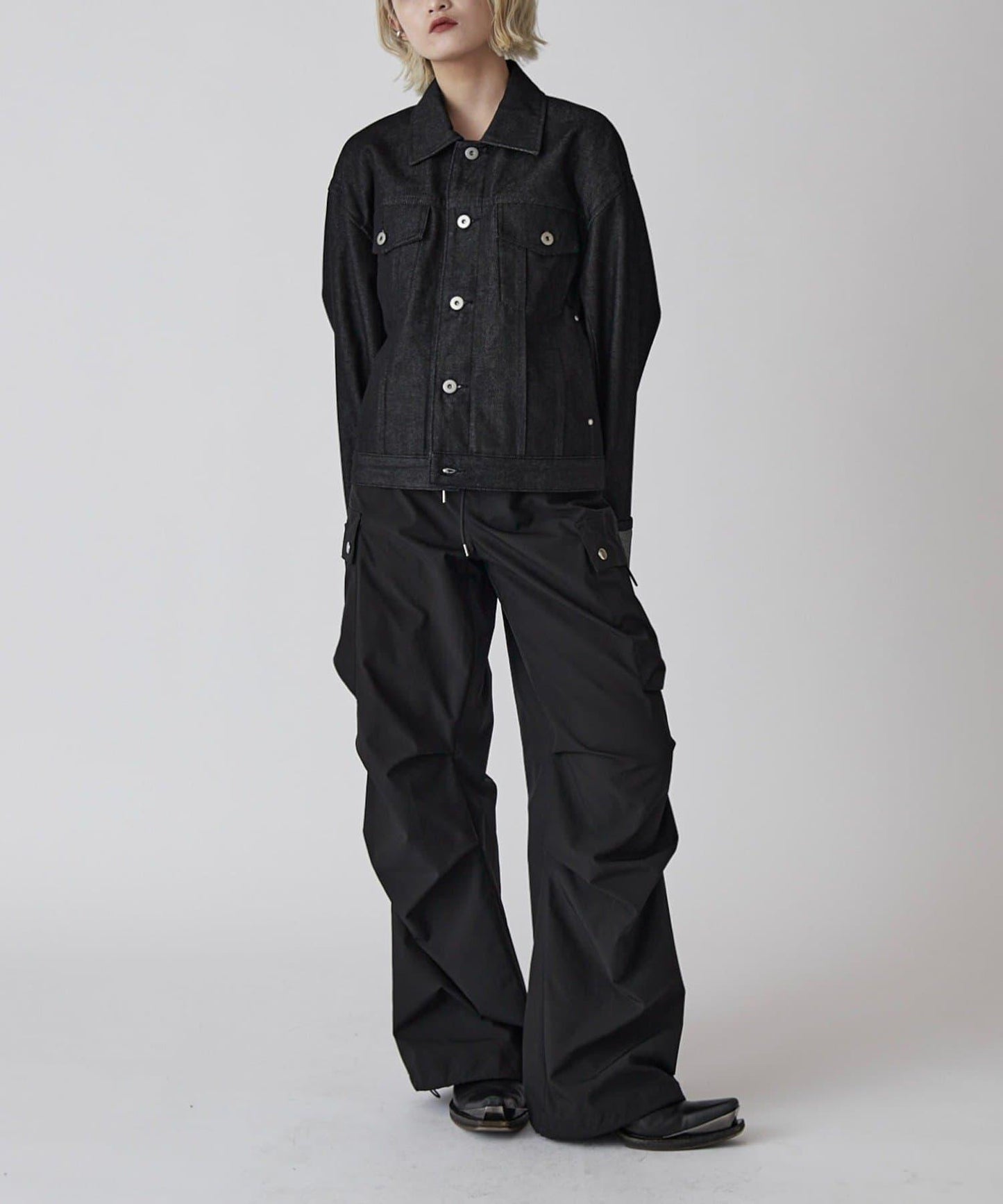 Neucon 卷邊褶設計 短款 牛仔夾克（可成套搭配）