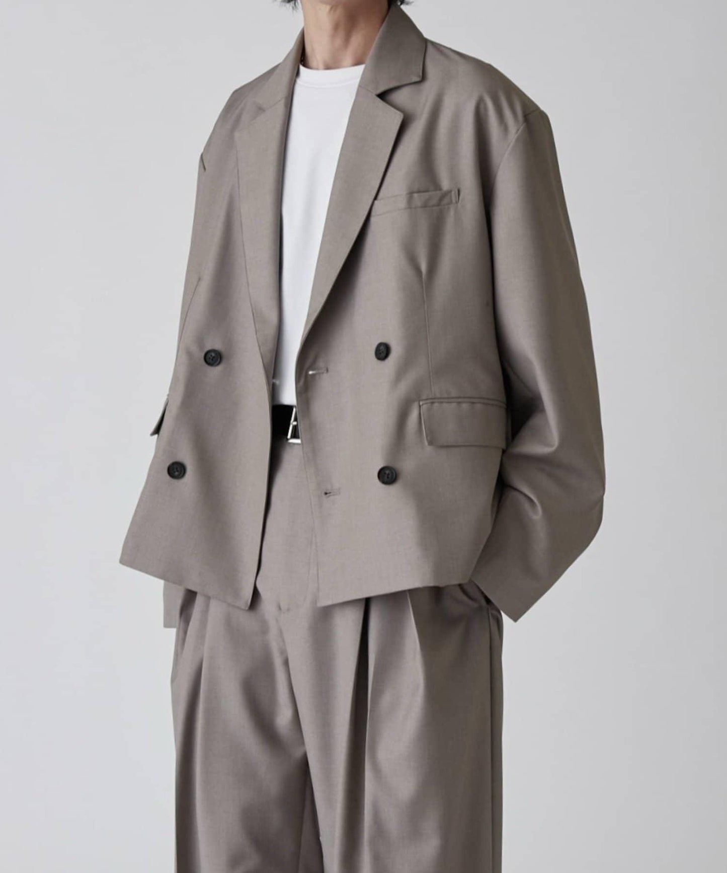 Neucon 箱型寬鬆短款雙排扣設計 夾克（可成套搭配）