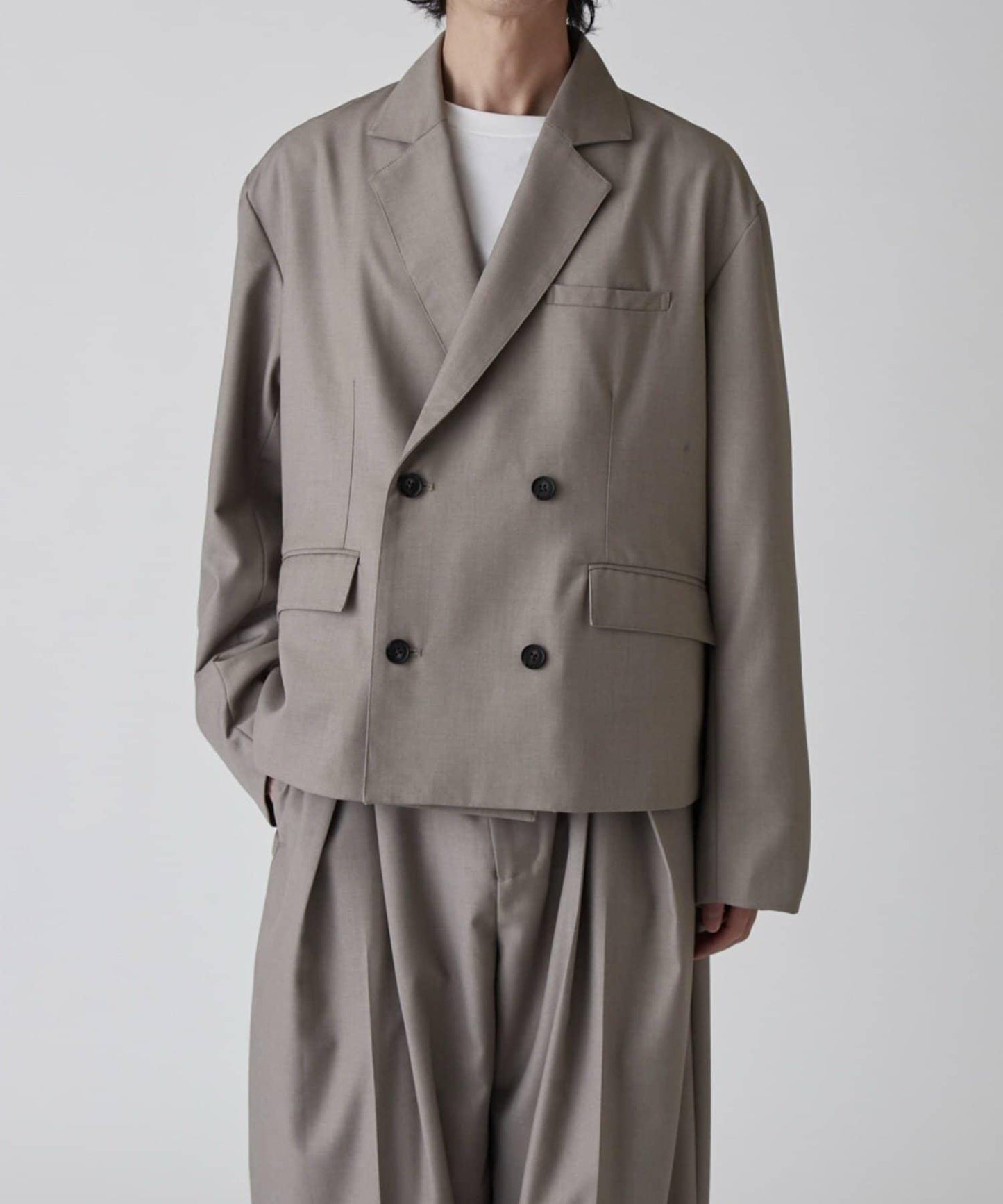 Neucon 箱型寬鬆短款雙排扣設計 夾克（可成套搭配）