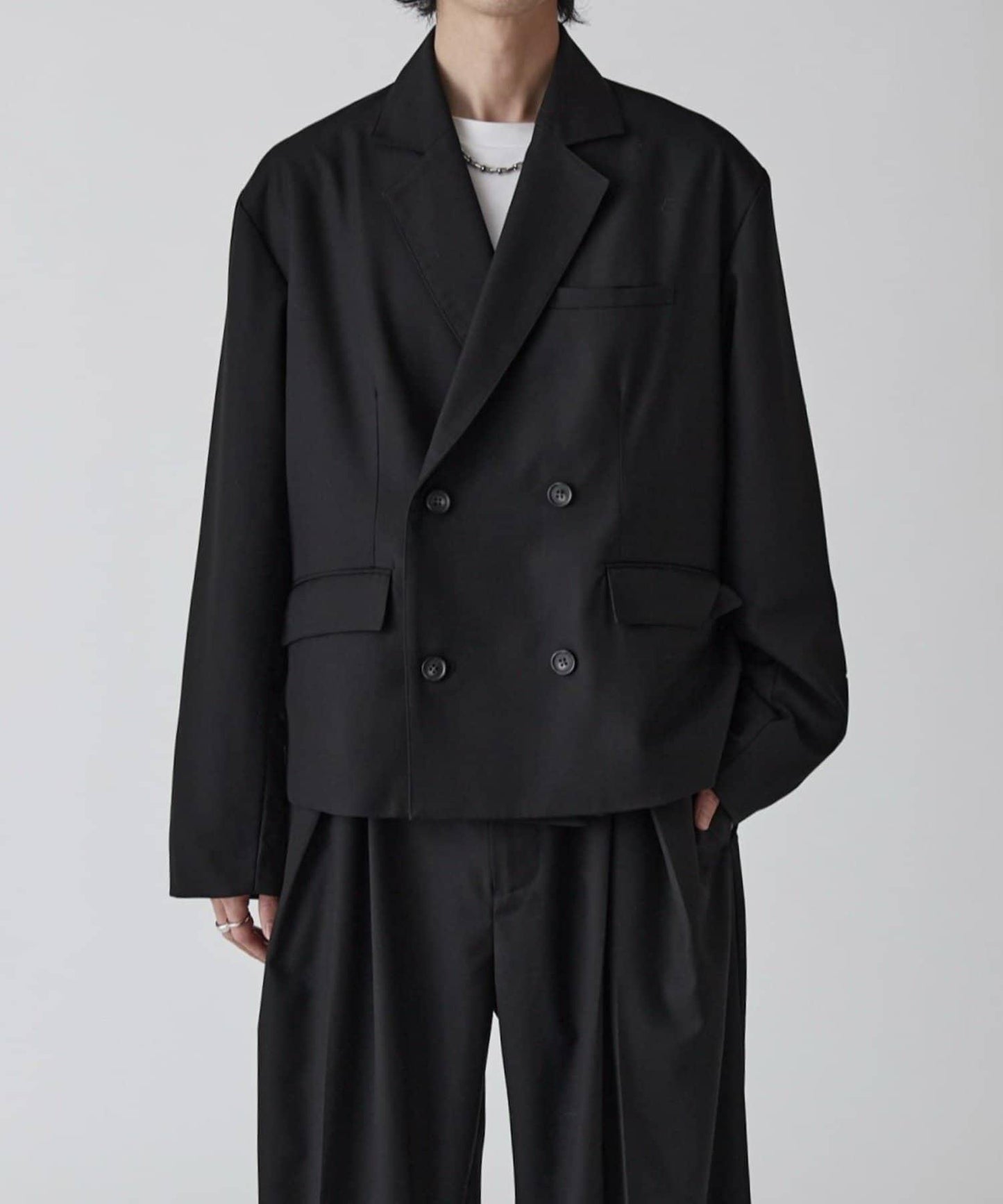 Neucon 箱型寬鬆短款雙排扣設計 夾克（可成套搭配）