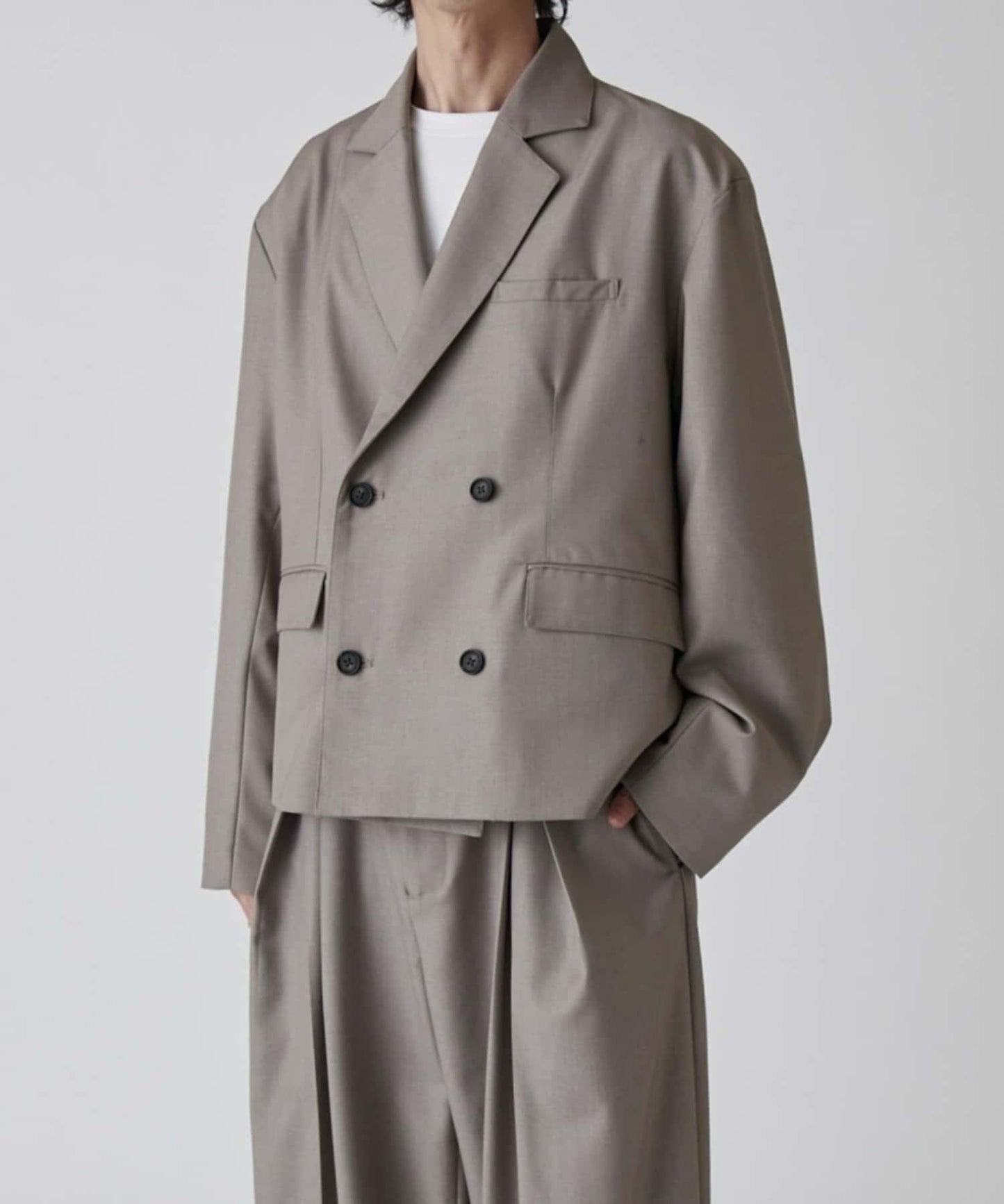 Neucon 箱型寬鬆短款雙排扣設計 夾克（可成套搭配）