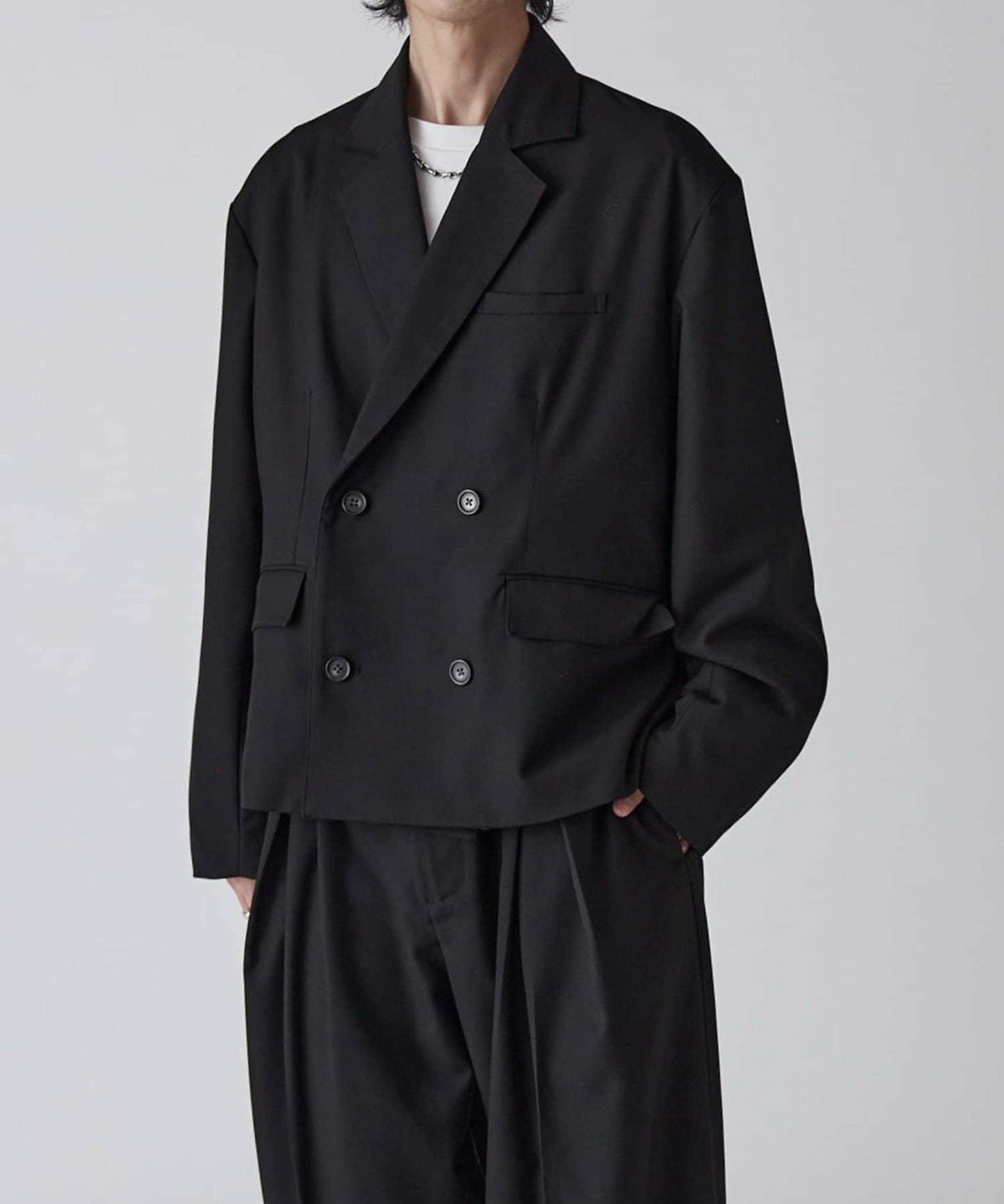 Neucon 箱型寬鬆短款雙排扣設計 夾克（可成套搭配）