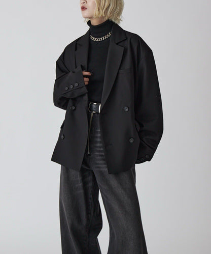 Neucon 箱型寬鬆短款雙排扣設計 夾克（可成套搭配）