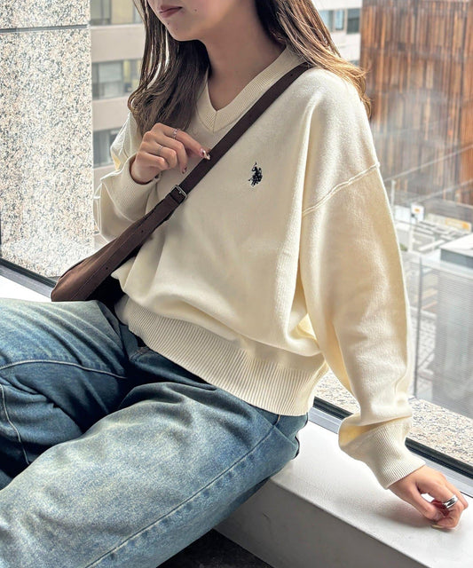 U.S. POLO ASSN. V領衛衣風針織上衣