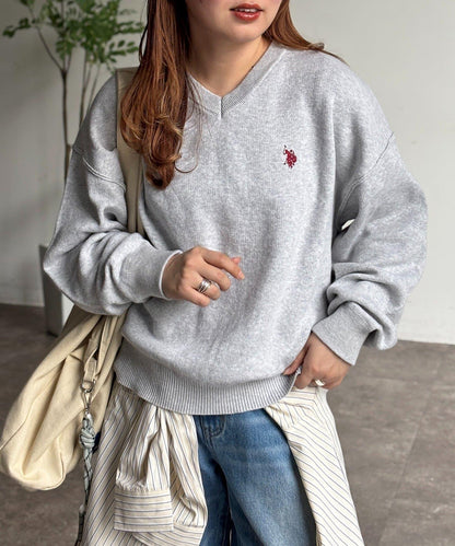 U.S. POLO ASSN. V領衛衣風針織上衣