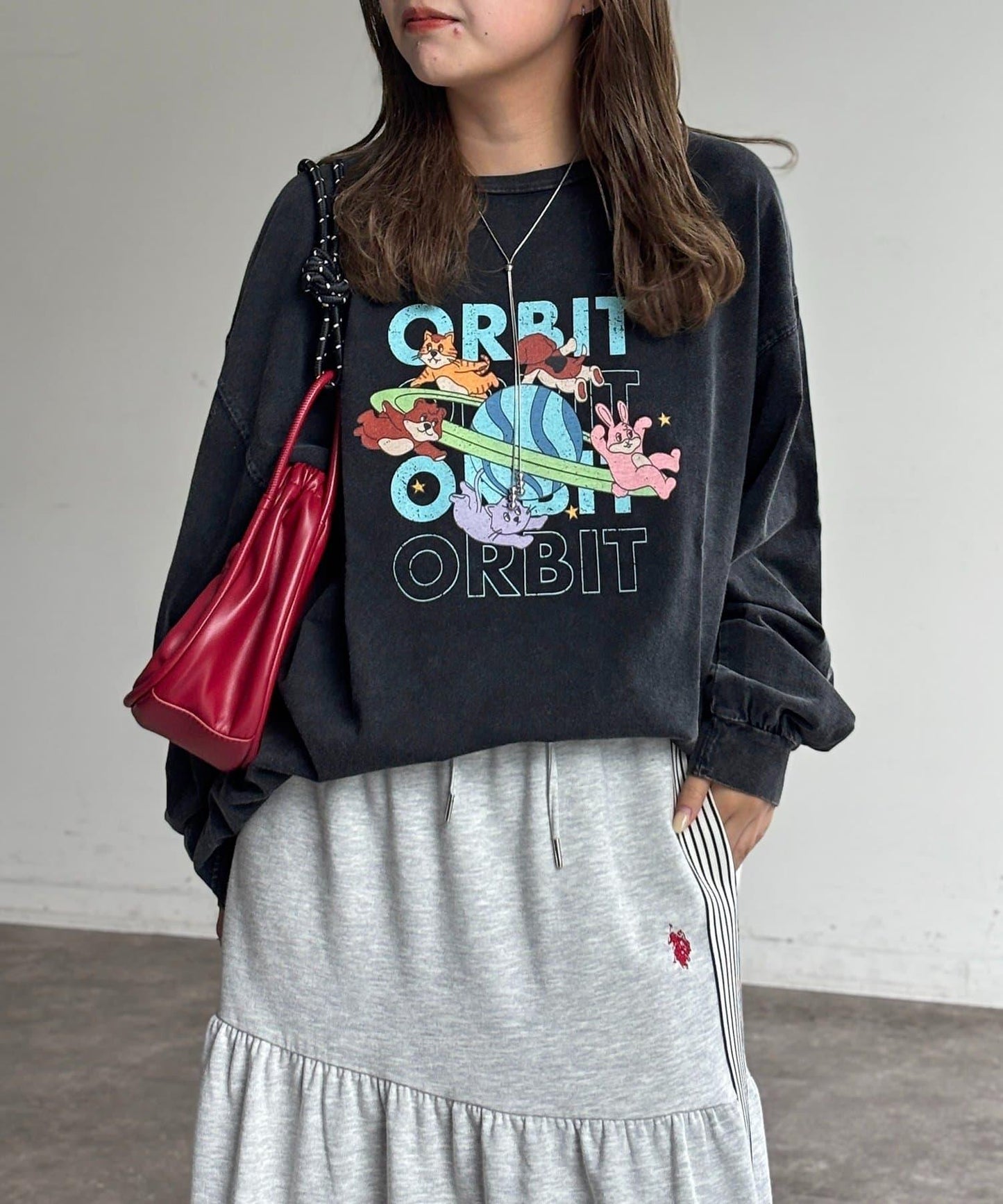 粉感加工長袖T恤