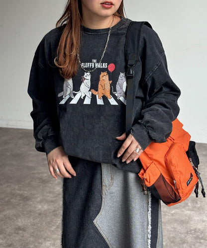 粉感加工長袖T恤