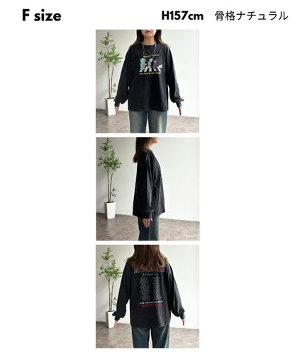 粉感加工長袖T恤