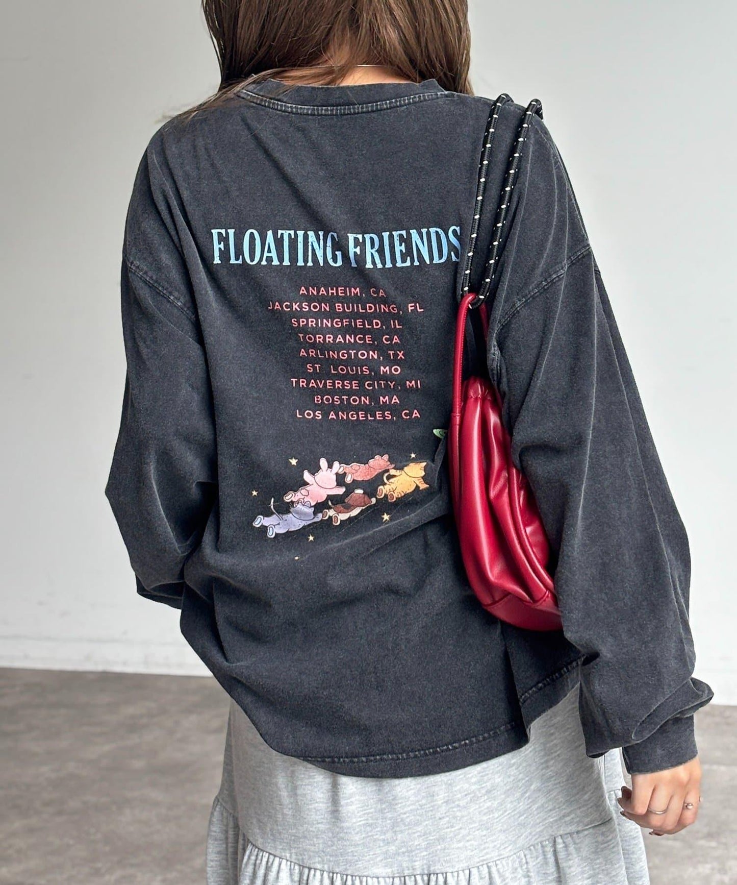 粉感加工長袖T恤