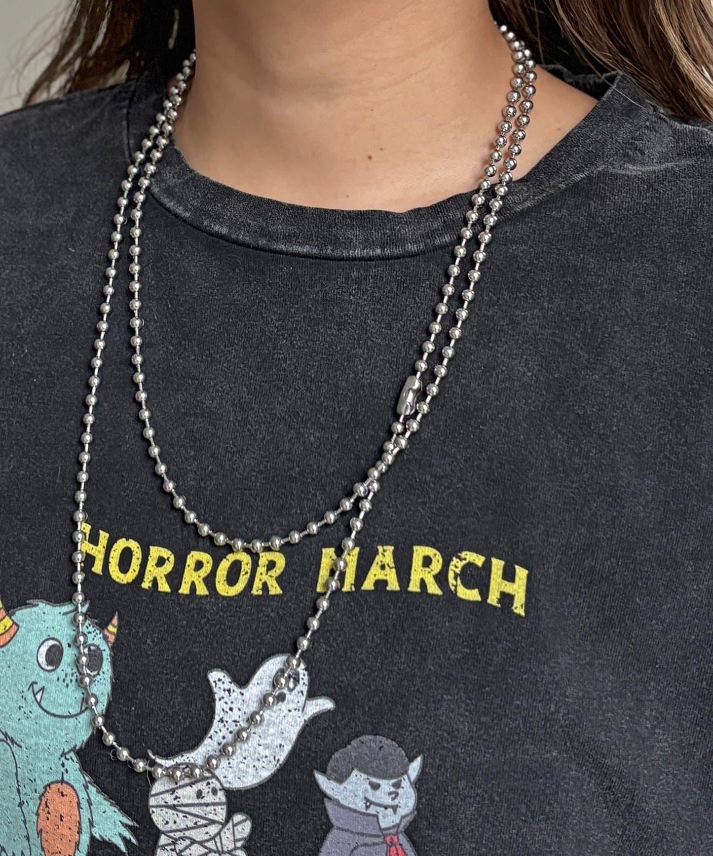 粉感加工長袖T恤