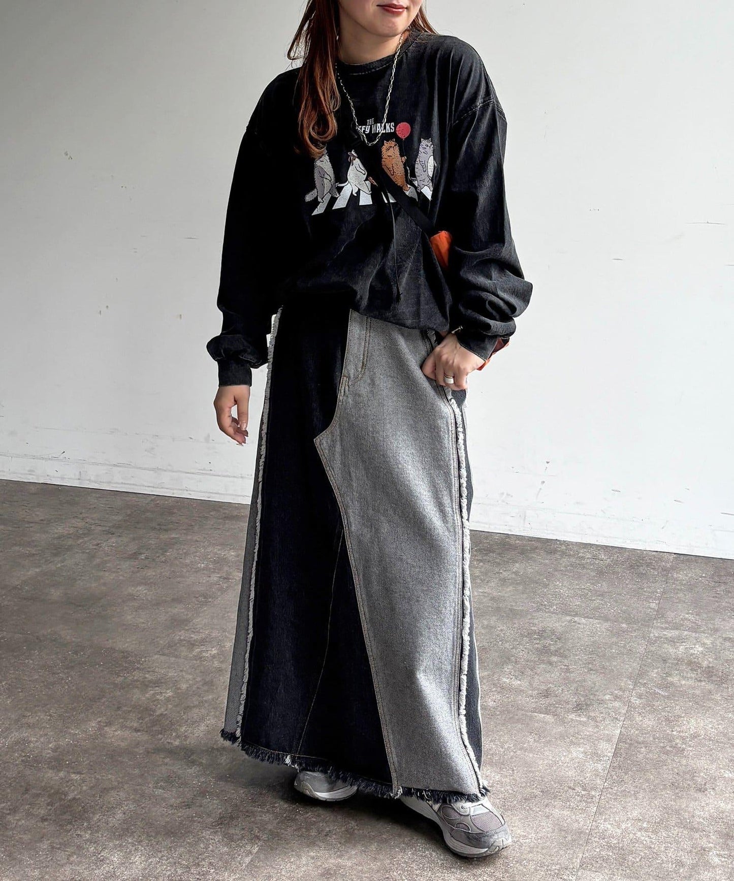 粉感加工長袖T恤