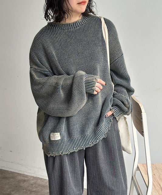 粉末工藝做舊針織套頭衫