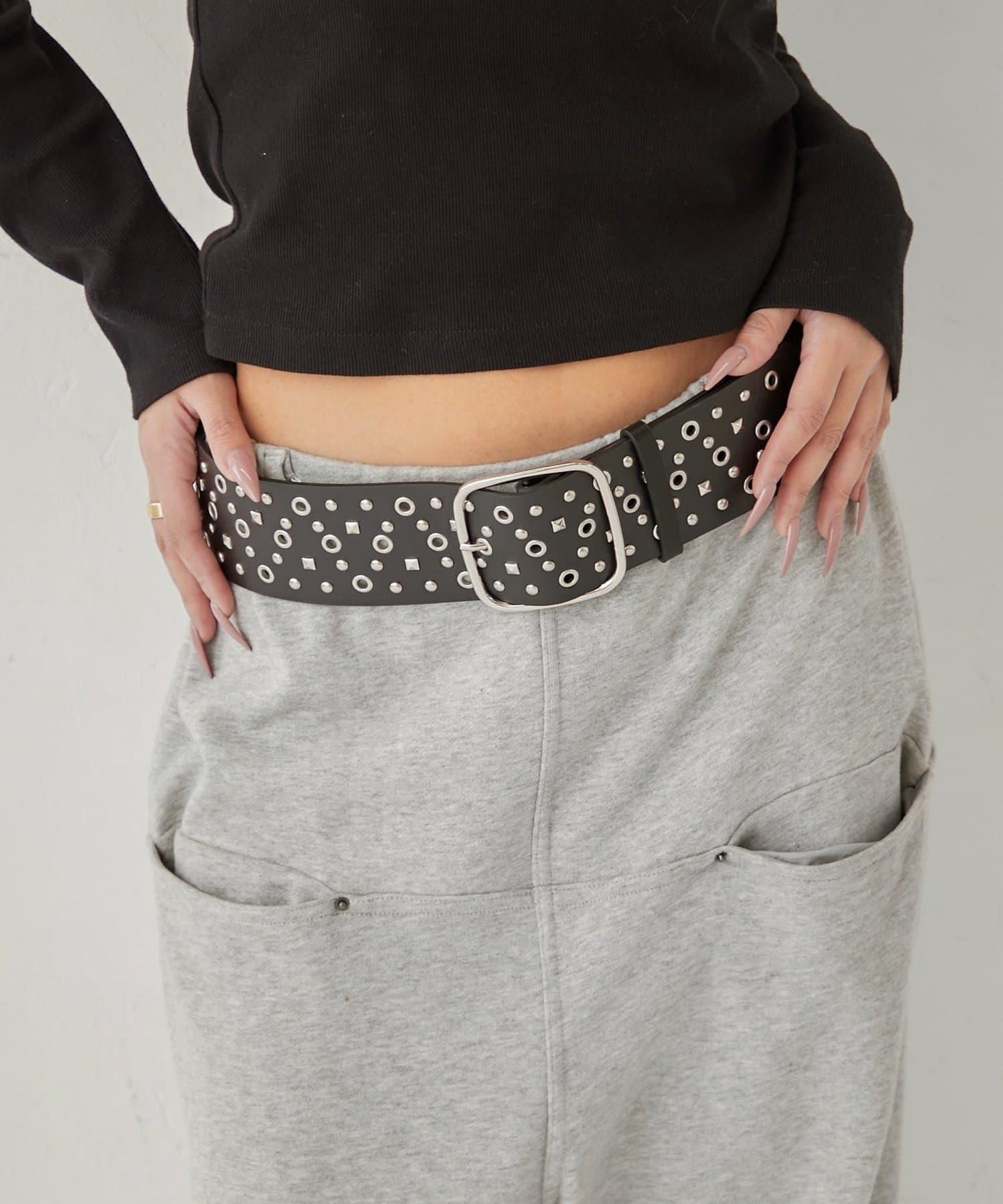 RHINESTONE WIDE BELT 腰帶