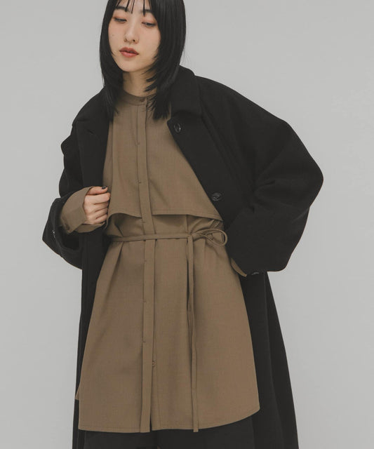 疊穿風迷你襯衫連衣裙