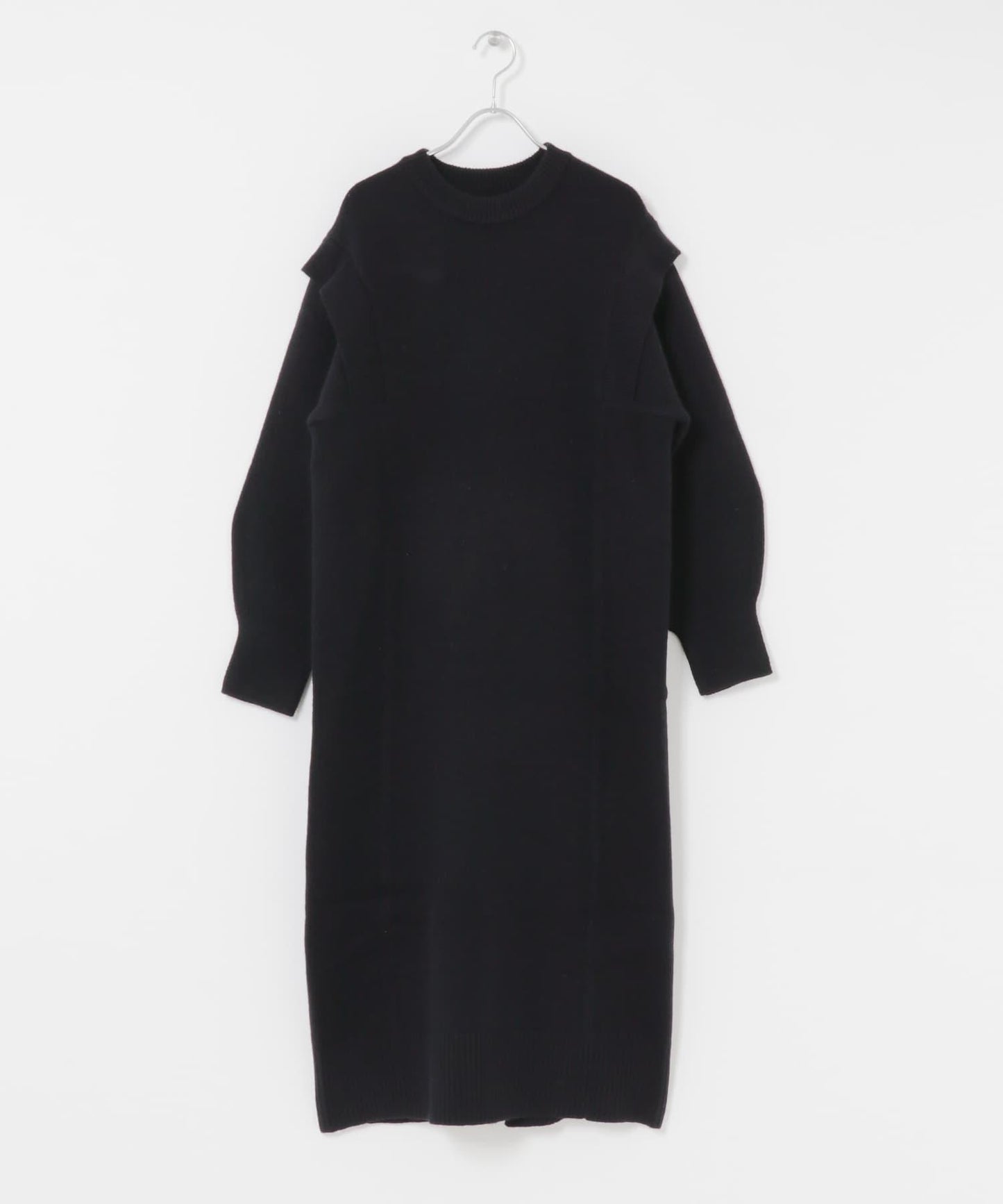 肩褶設計 針織 連衣裙