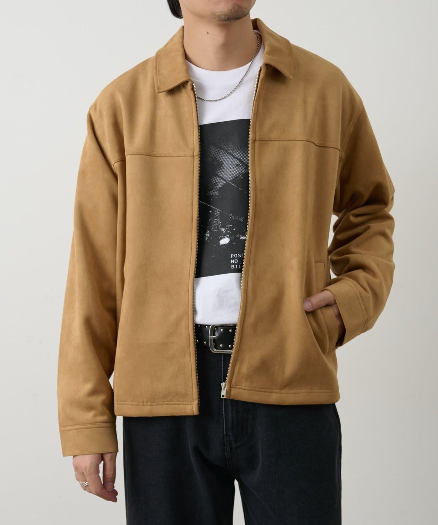 可成套搭配 合成麂皮 拉鍊襯衫夾克