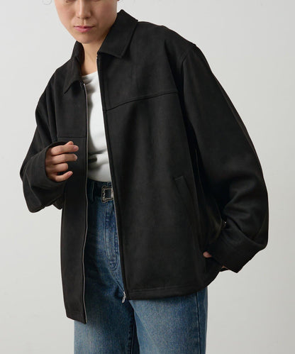 可成套搭配 合成麂皮 拉鍊襯衫夾克