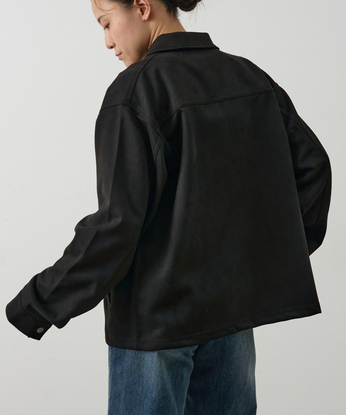 可成套搭配 合成麂皮 拉鍊襯衫夾克