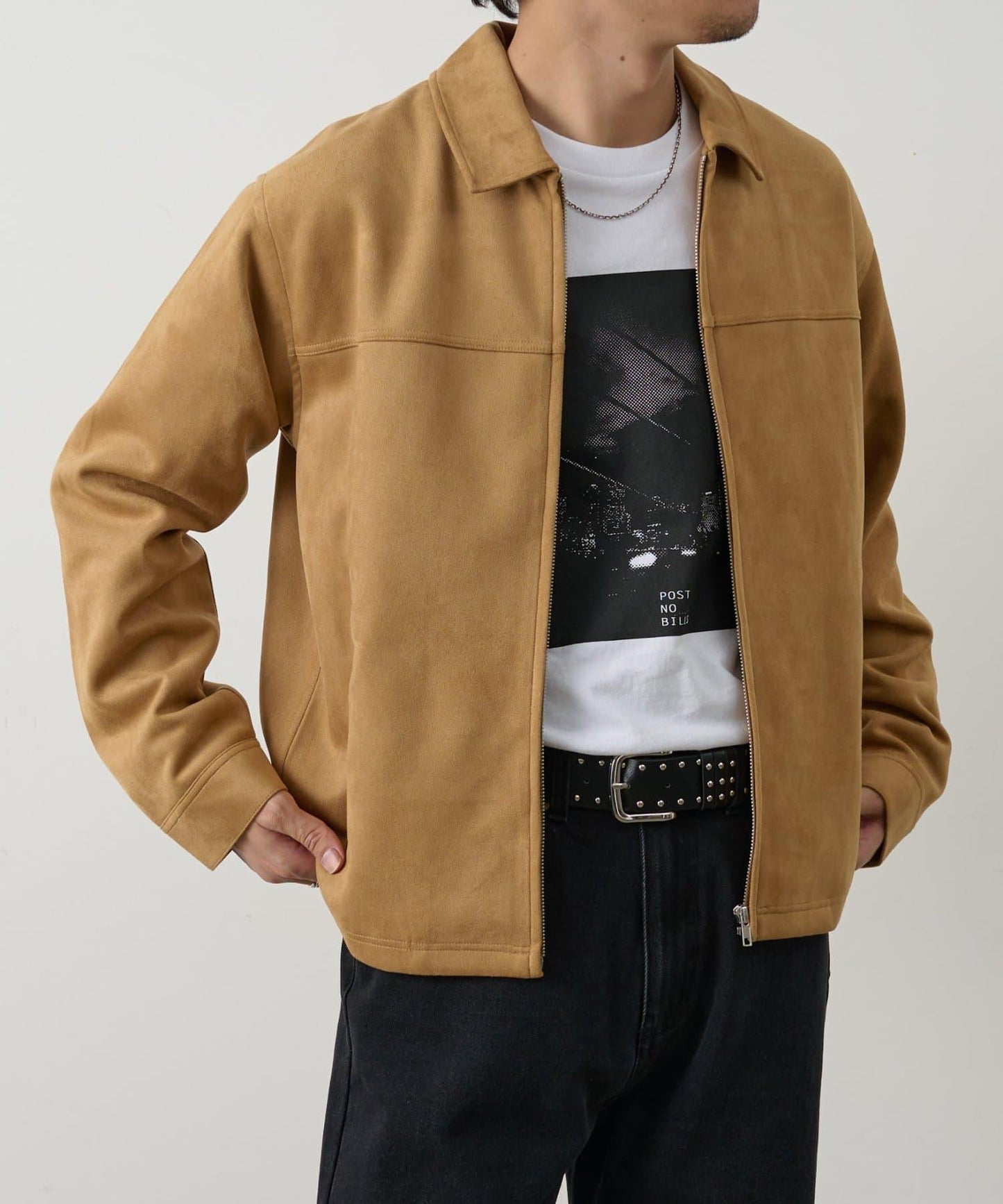 可成套搭配 合成麂皮 拉鍊襯衫夾克