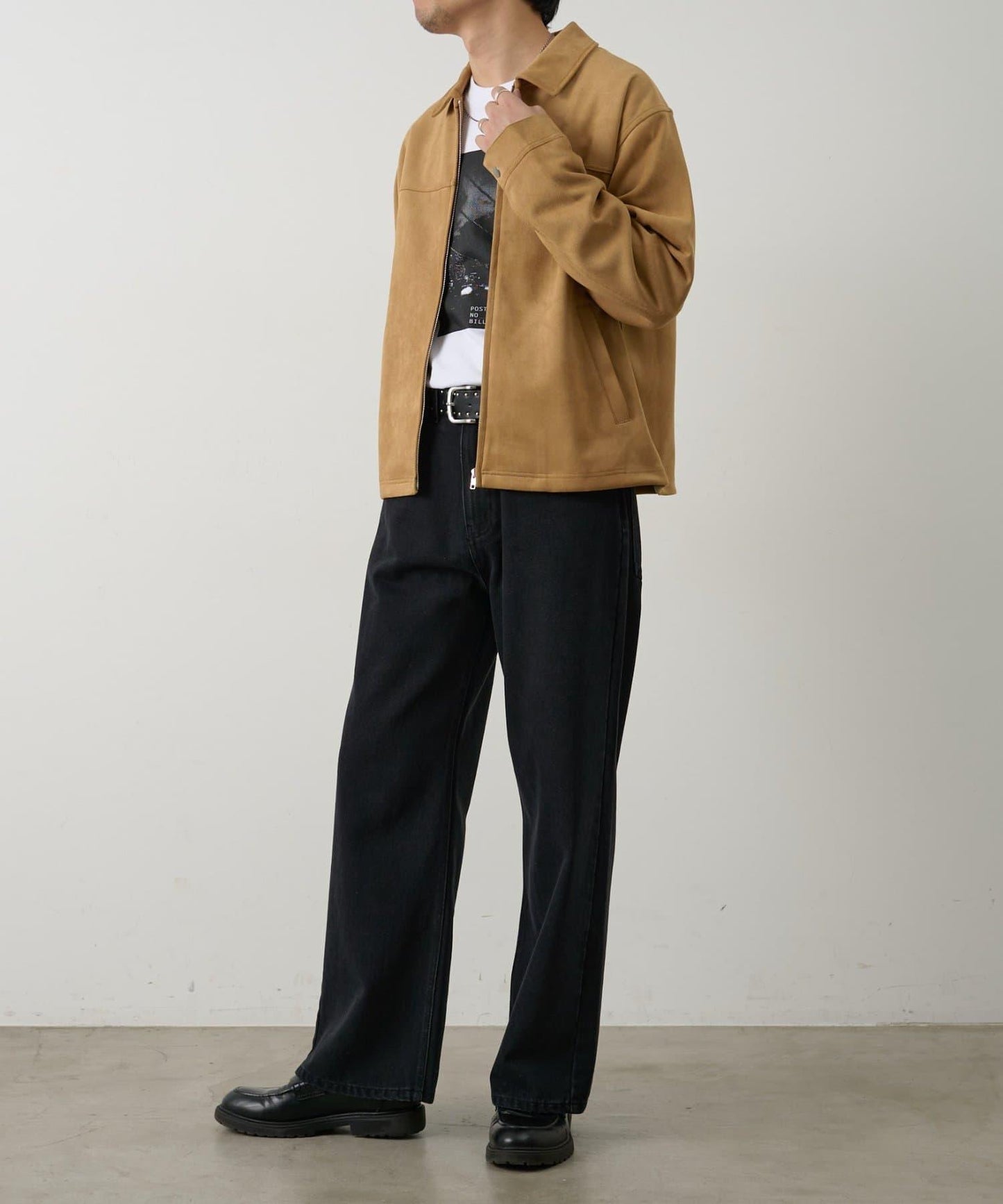 可成套搭配 合成麂皮 拉鍊襯衫夾克