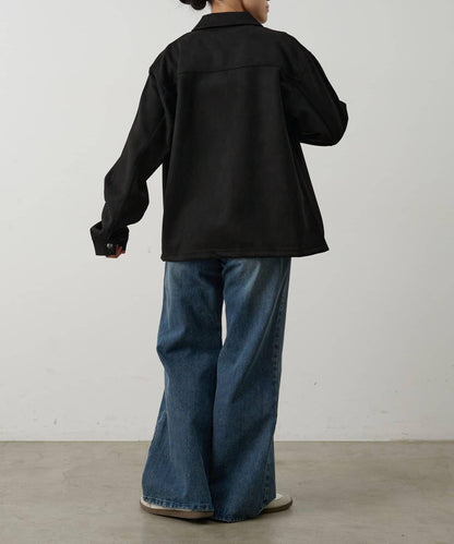 可成套搭配 合成麂皮 拉鍊襯衫夾克