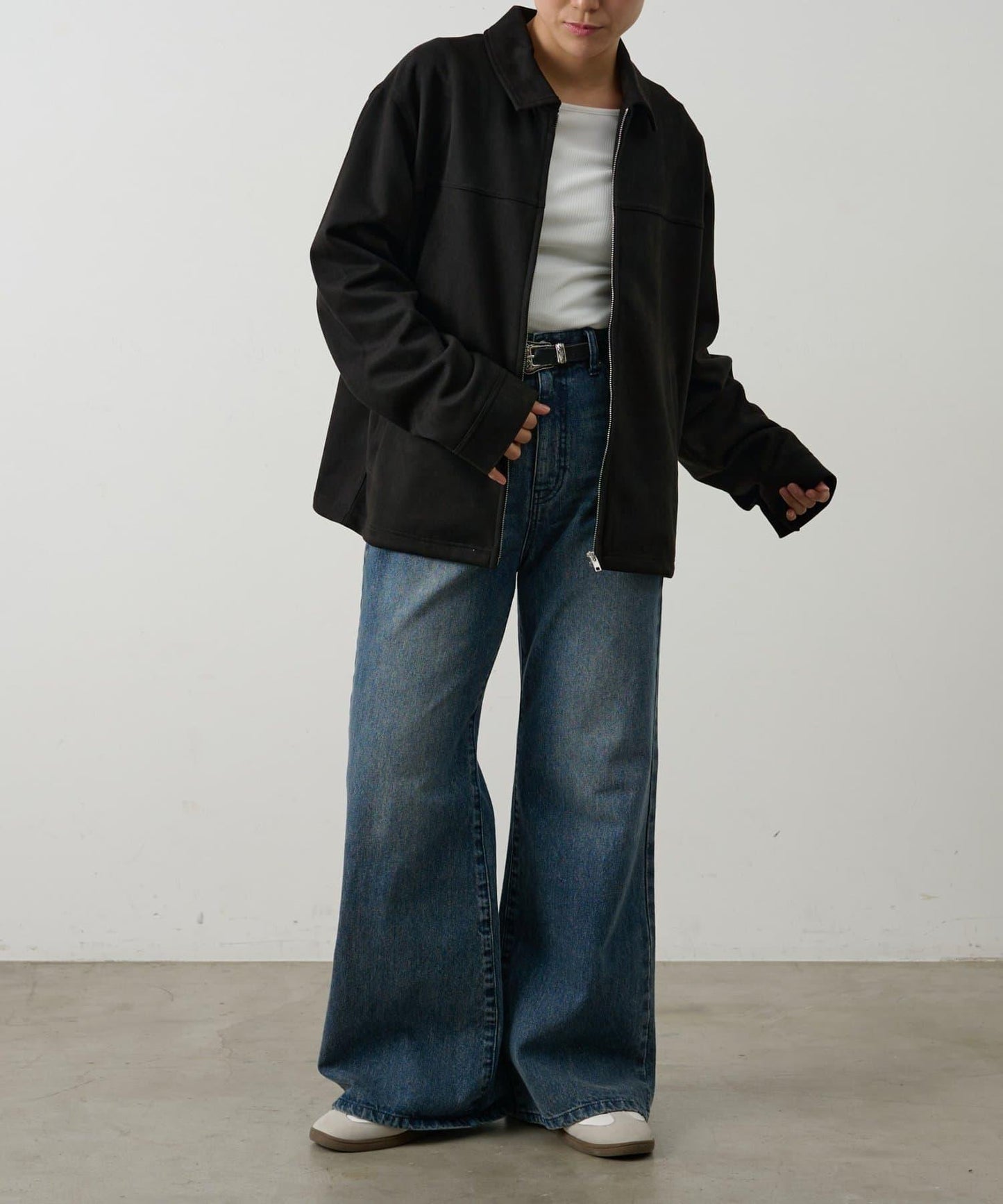 可成套搭配 合成麂皮 拉鍊襯衫夾克