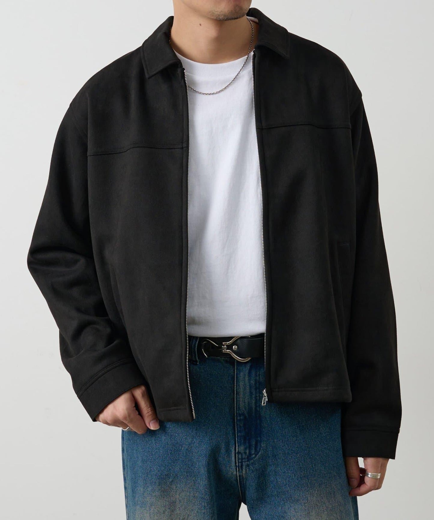 可成套搭配 合成麂皮 拉鍊襯衫夾克