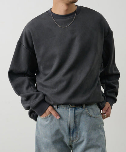 可成套搭配 合成麂皮 圓領 上衣