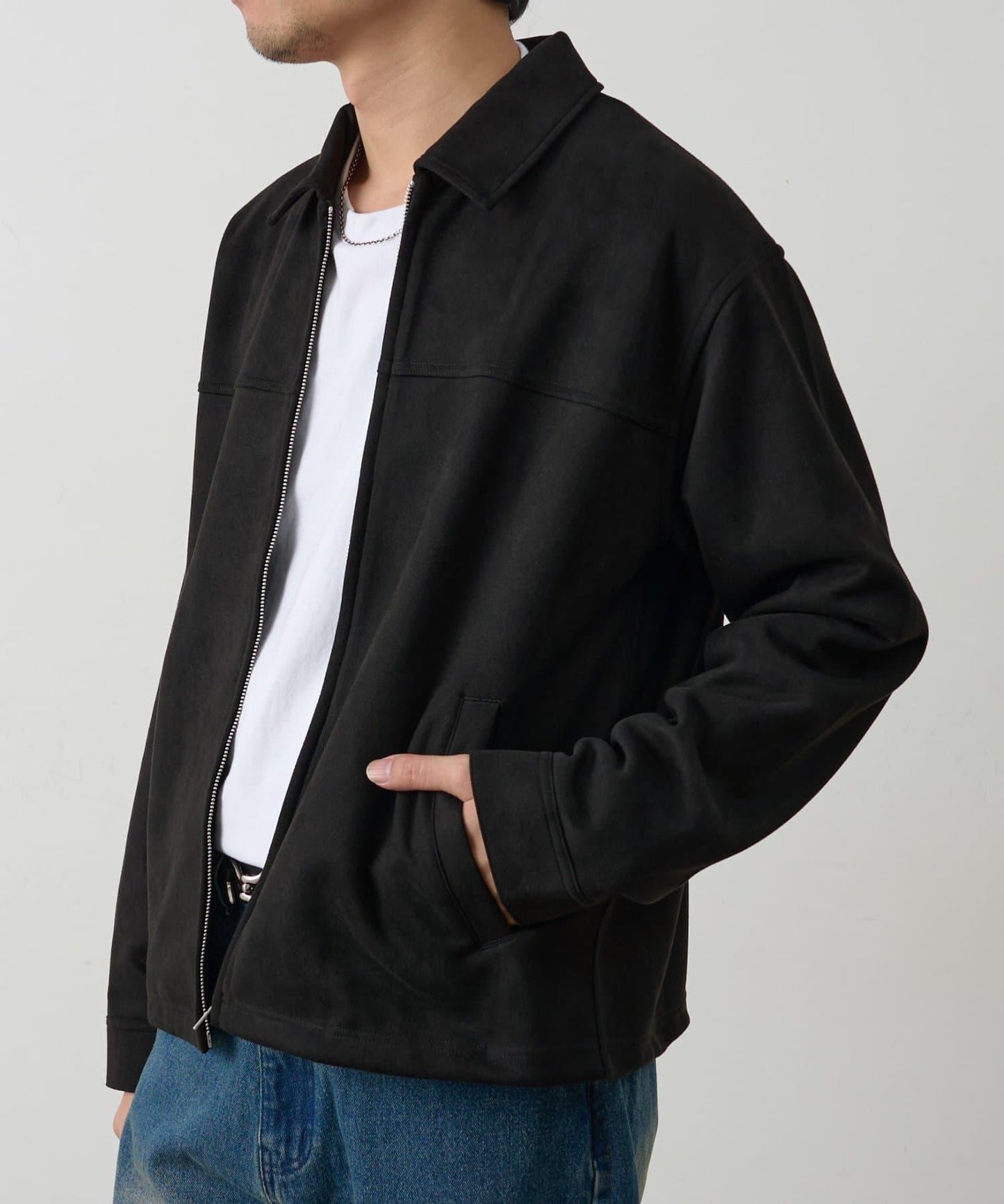 可成套搭配 合成麂皮 拉鍊襯衫夾克