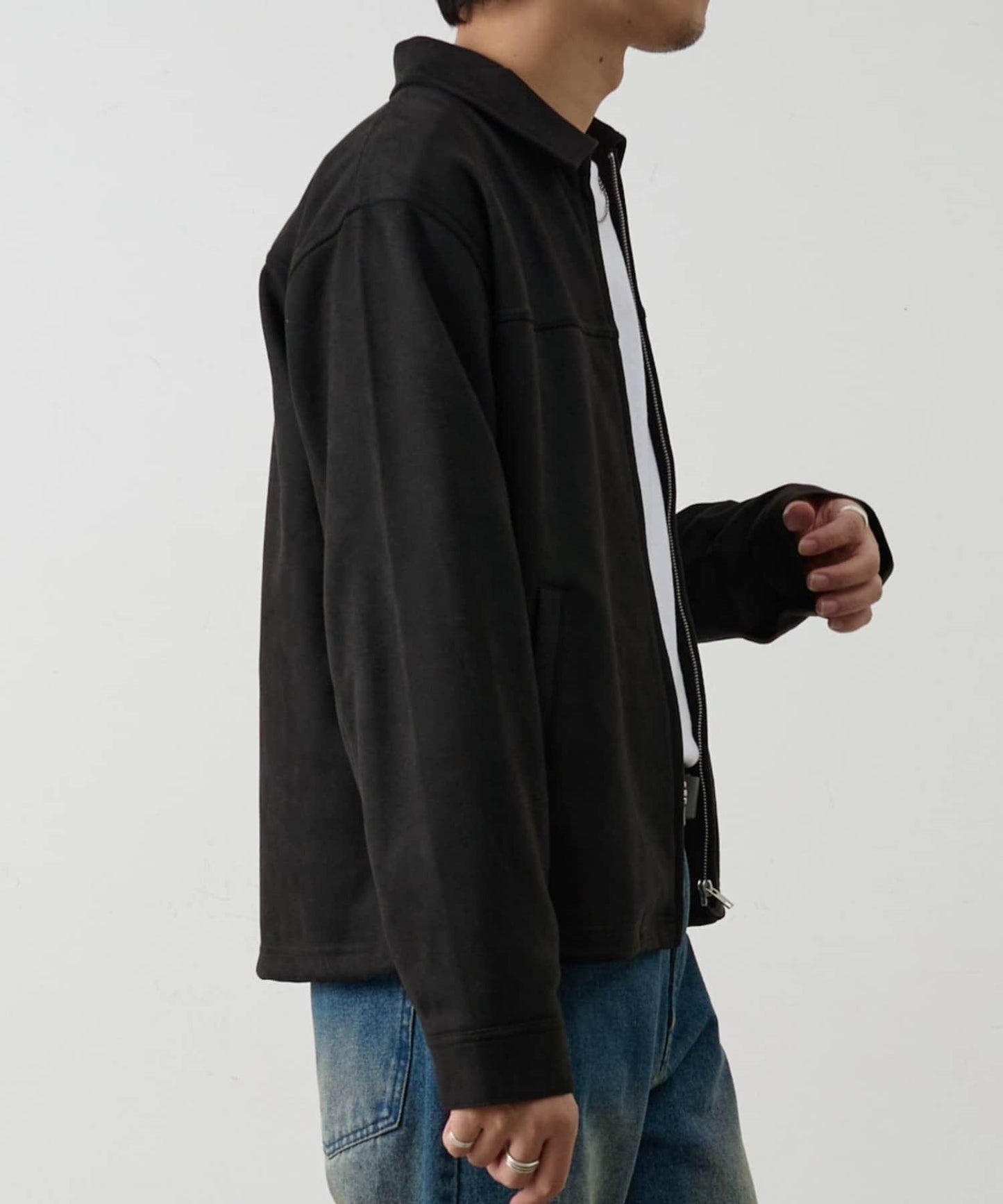 可成套搭配 合成麂皮 拉鍊襯衫夾克