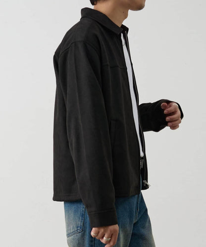 可成套搭配 合成麂皮 拉鍊襯衫夾克