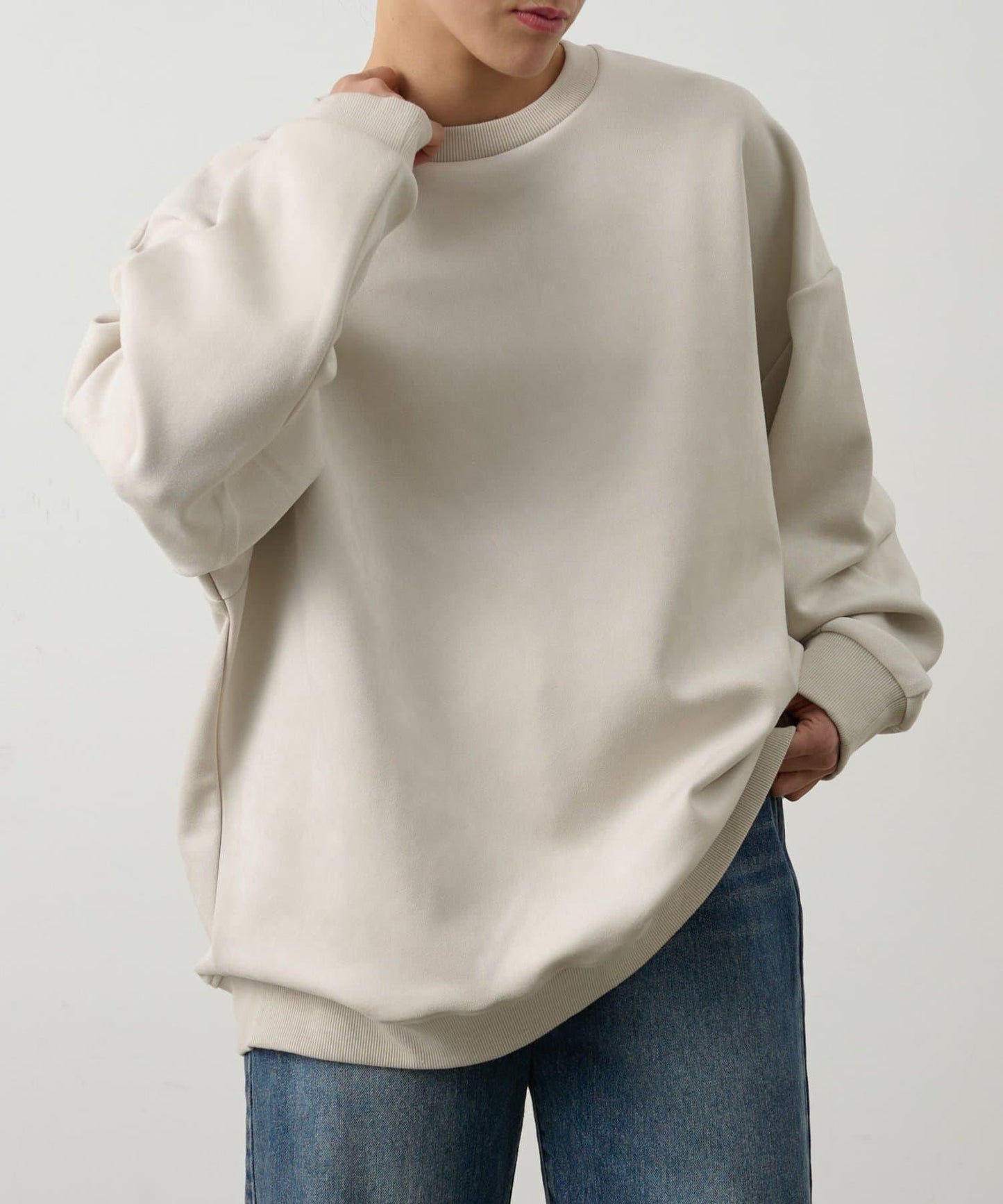 可成套搭配 合成麂皮 圓領 上衣